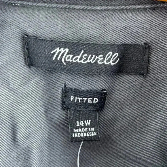 Madewell fitted Shirt Long Sleeve Button Down Womens 14W black NWT 3959 - Picture 2 of 8